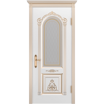 Ульяновская дверь Ода-1 белая эмаль патина золото ДО
