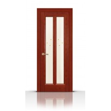 Дверь СитиДорс модель Крит цвет Красное дерево стекло