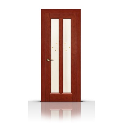Межкомнатная Дверь СитиДорс модель Крит цвет Красное дерево стекло
