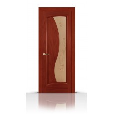 Дверь СитиДорс модель Лазурит цвет Красное дерево стекло