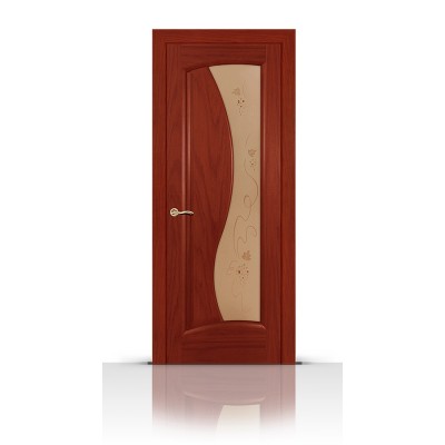 Межкомнатная Дверь СитиДорс модель Лазурит цвет Красное дерево стекло