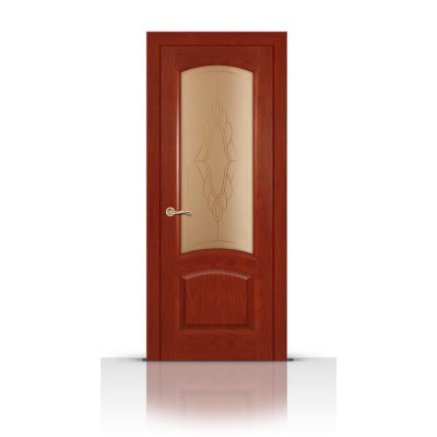 Межкомнатная Дверь СитиДорс модель Александрит цвет Красное дерево стекло
