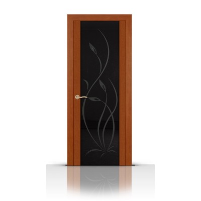 Межкомнатная Дверь СитиДорс модель Янтарь цвет Анегри темный триплекс чёрный