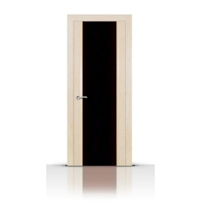 Межкомнатная Дверь СитиДорс модель Циркон-3 цвет Белёный дуб триплекс чёрный