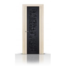 Дверь СитиДорс модель Вейчи цвет Белёный дуб триплекс чёрный