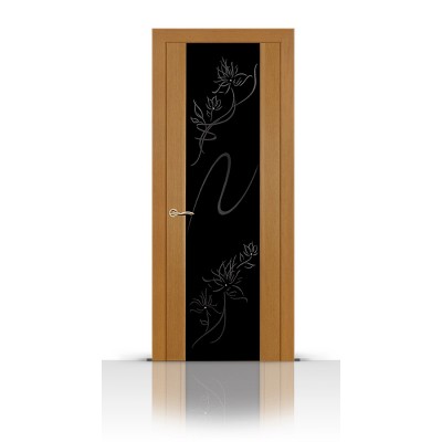 Межкомнатная Дверь СитиДорс модель Бриллиант цвет Анегри светлый триплекс чёрный
