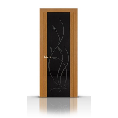 Межкомнатная Дверь СитиДорс модель Янтарь цвет Анегри светлый триплекс чёрный