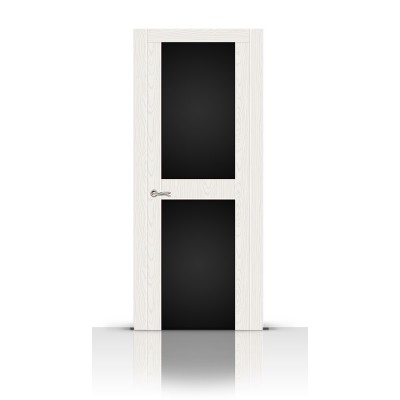 Межкомнатная Дверь СитиДорс модель Турин-3 цвет Ясень белый триплекс чёрный