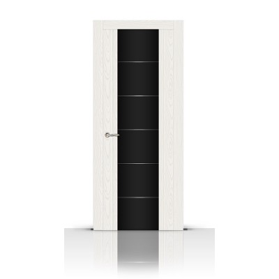 Межкомнатная Дверь СитиДорс модель Виконт цвет Ясень белый триплекс чёрный