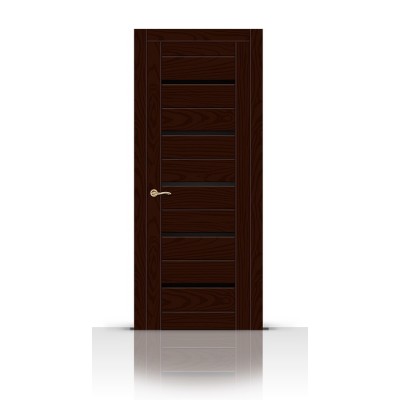 Межкомнатная Дверь СитиДорс модель Турин-5 цвет Ясень шоколад триплекс чёрный