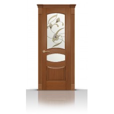 Дверь СитиДорс модель Гелиодор цвет Американский орех стекло Лирика