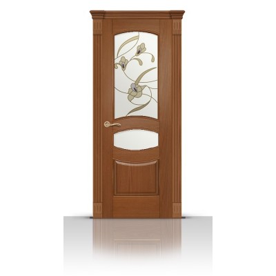 Межкомнатная Дверь СитиДорс модель Гелиодор цвет Американский орех стекло Лирика