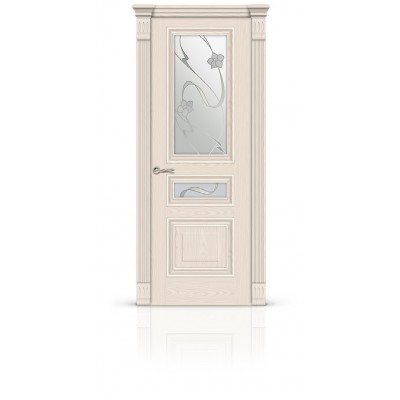 Межкомнатная Дверь СитиДорс модель Элеганс-2 цвет Ясень крем стекло Очарование