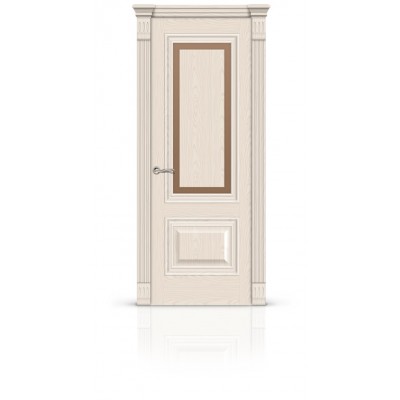 Межкомнатная Дверь СитиДорс модель Элеганс-4 цвет Ясень крем триплекс бронза